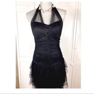 MASQUERADE -BLACK HALTER TIERED DRESS 0921